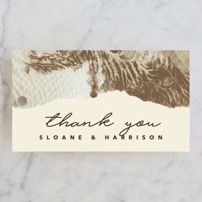 "Organic Elegance" - Wedding Favor Tags in Sand by Carrie Moradi - Front