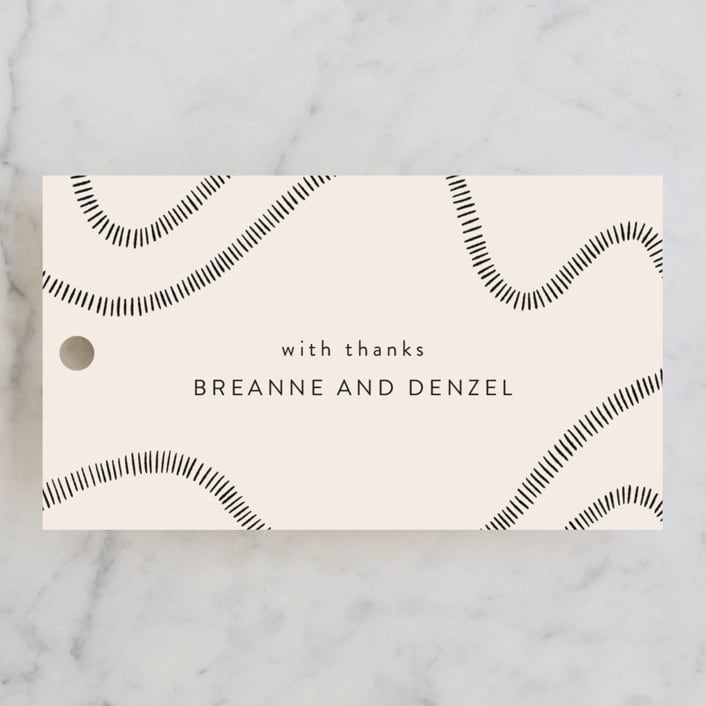 "Wavy" - Wedding Favor Tags in Jet by Jen Owens - Front