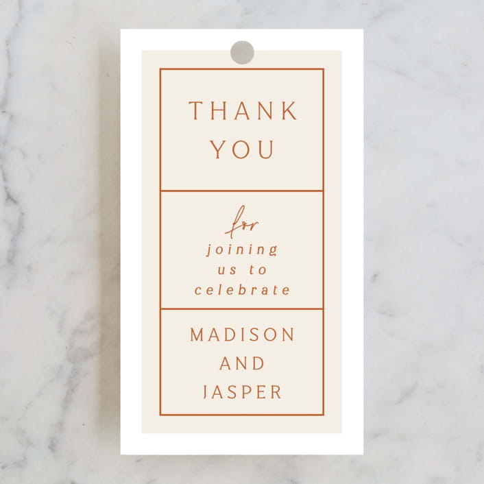 "Modern Ticket" - Wedding Favor Tags in Rust by Alethea and Ruth - Front
