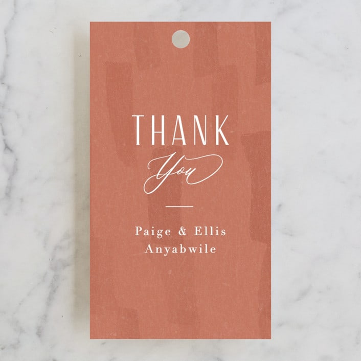 "Echo" - Wedding Favor Tags in Rust by Jennifer Wick - Front