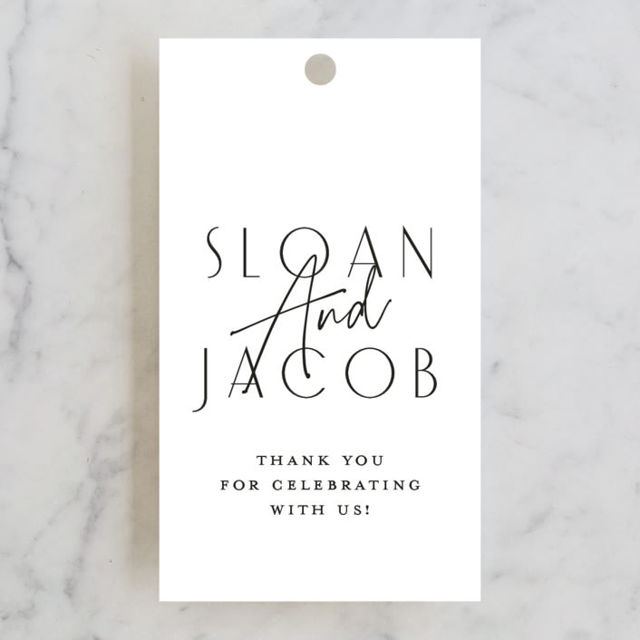"Perfect Balance" - Wedding Favor Tags in Onyx by Lauren Chism - Front