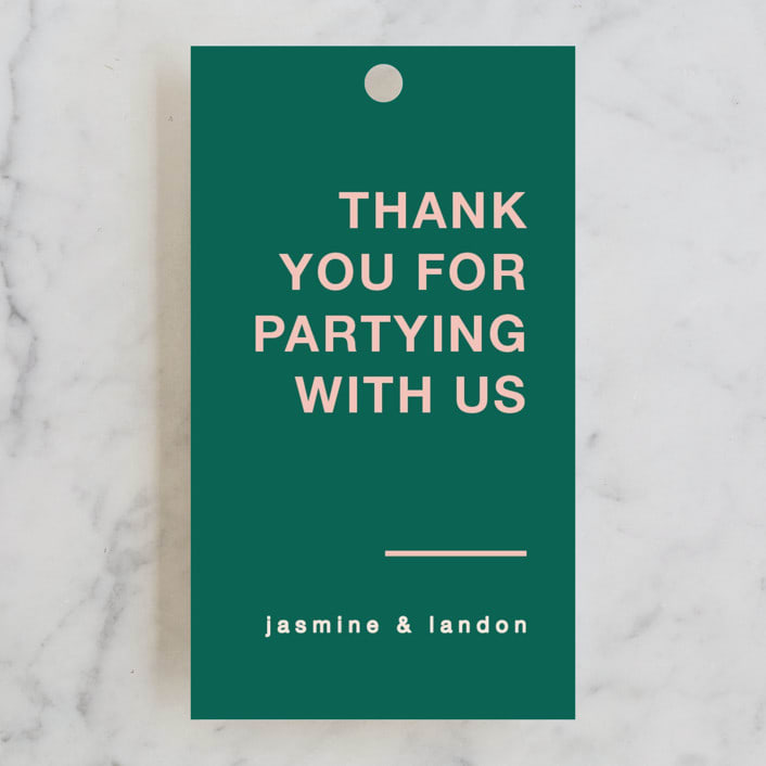 "Bold Type" - Wedding Favor Tags in Parrot by Owl and Toad - Front