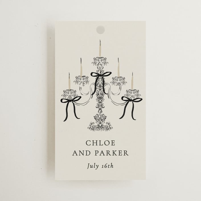 "Hand Illustrated Whimsical Chandelier" - Wedding Favor Tags in Noir by Jackie Crawford - Front