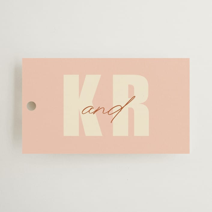 "Typographical Poster" - Wedding Favor Tags in Blush by Stacey Day - Front