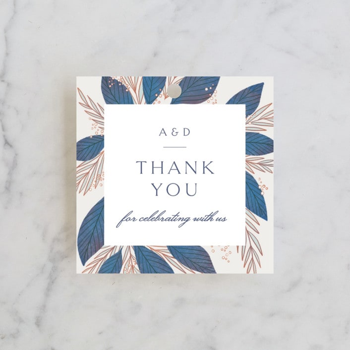 "Bouquet" - Wedding Favor Tags in Cobalt by Jen Owens - Front