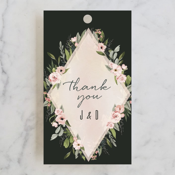 "Diamond Blush" - Wedding Favor Tags in Rose by Susan Moyal - Front