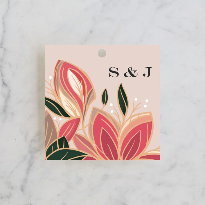 "Sawyer" - Wedding Favor Tags in Cloisonné by Melanie Kosuge - Front