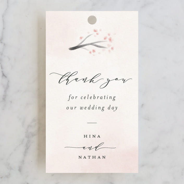 "Cherry Blossoms" - Wedding Favor Tags in Cherry Blossom by Stephanie Hawkes - Front