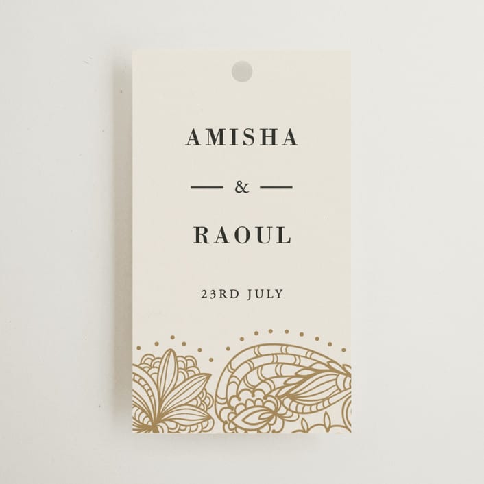 "Elegant Henna" - Wedding Favor Tags in Champagne by Oma N. Ramkhelawan - Front