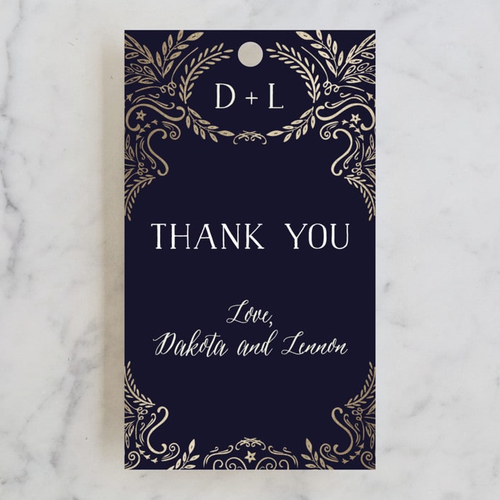 "Wedding Enchantment" - Wedding Favor Tags in Midnight by Chris Griffith - Front