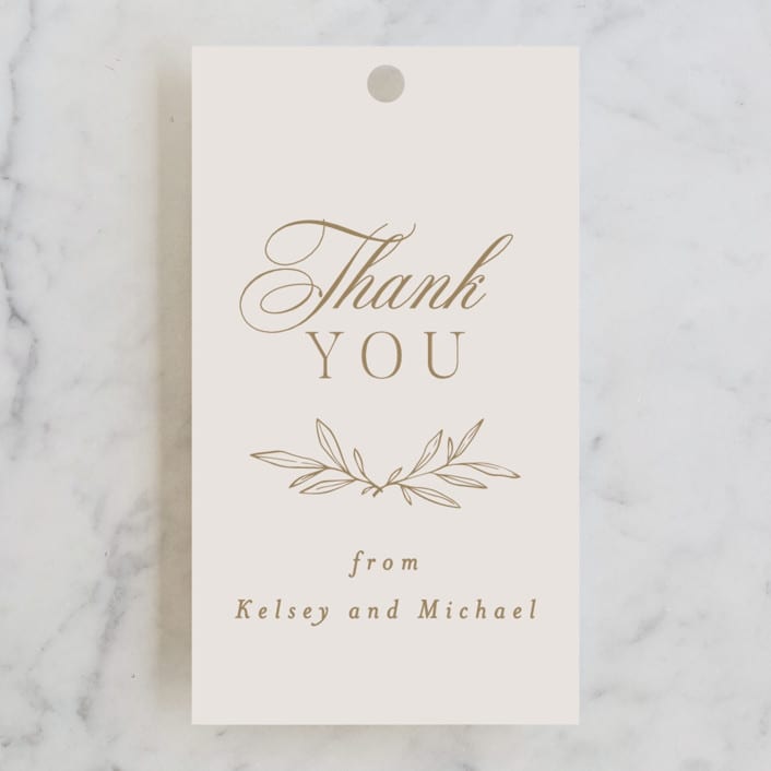 "Emblem" - Wedding Favor Tags in Champagne by Everett Paper Goods - Front