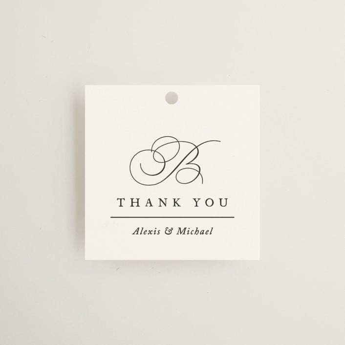 "Initial" - Wedding Favor Tags in Pearl by Jennifer Postorino - Front
