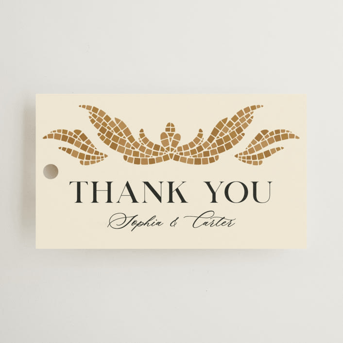 "Floral mosaic" - Wedding Favor Tags in Sand by GeekInk Design - Front