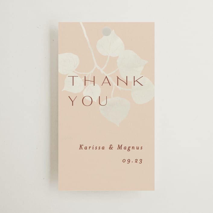 "Leaf Cascade" - Wedding Favor Tags in Latte by Alethea and Ruth - Front