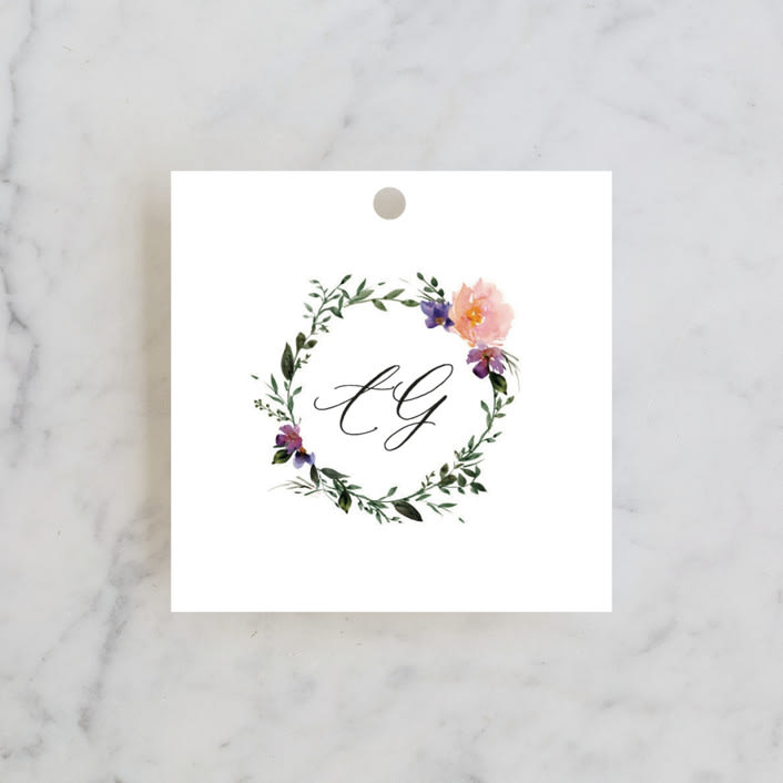 "Garlands" - Wedding Favor Tags in Lavender by Lori Wemple - Front