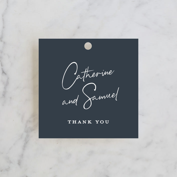 "Proposal" - Wedding Favor Tags in Marine by Sandra Picco Design - Front