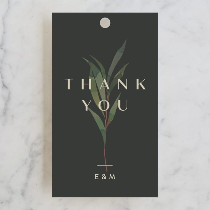 "Modern Leaves" - Wedding Favor Tags in Smoked by Shannon Chen of Four Wet Feet Studio - Front