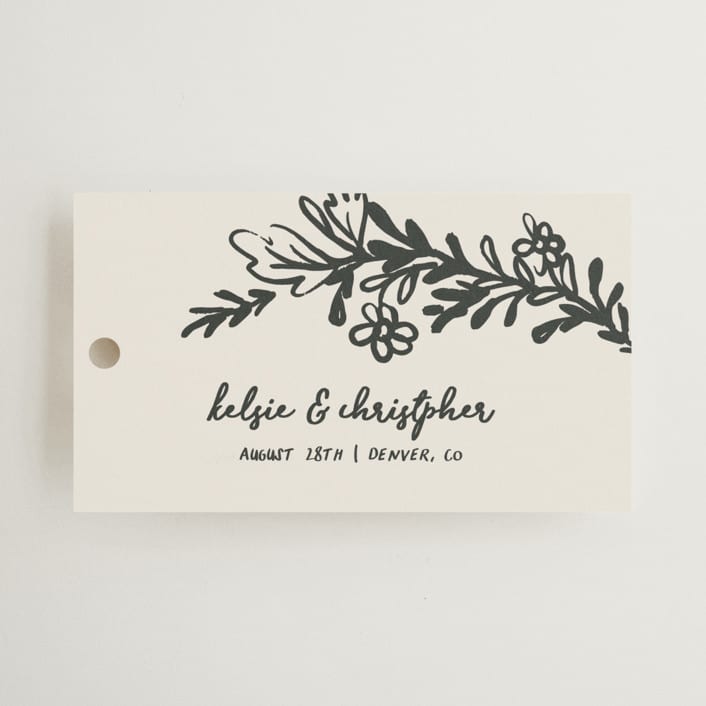 "Botanical Crest" - Wedding Favor Tags in Ink by Kelly Watkins - Front