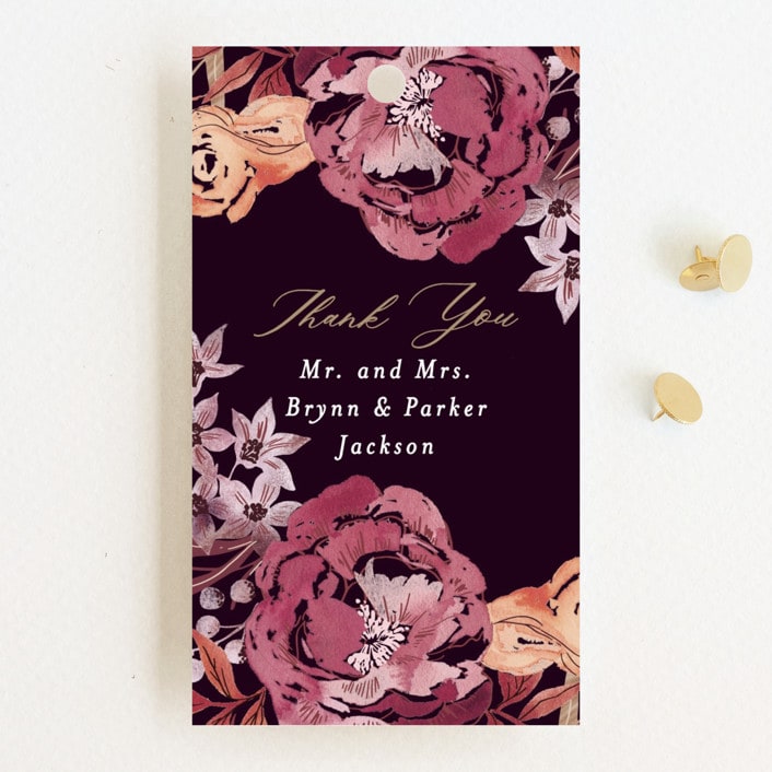 "Fall Floral" - Wedding Favor Tags in Mauve by Alethea and Ruth - Front