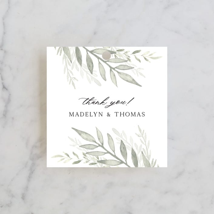 "Sweeping" - Wedding Favor Tags in Linen by Carolyn Nicks - Front
