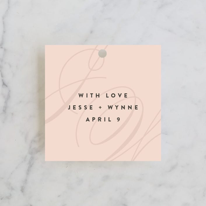 "Twirl Monogram A" - Wedding Favor Tags in Blush by Ariel Rutland - Front