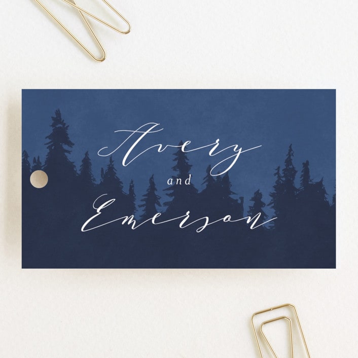 "Aspen" - Wedding Favor Tags in Midnight by Kristie Kern - Front