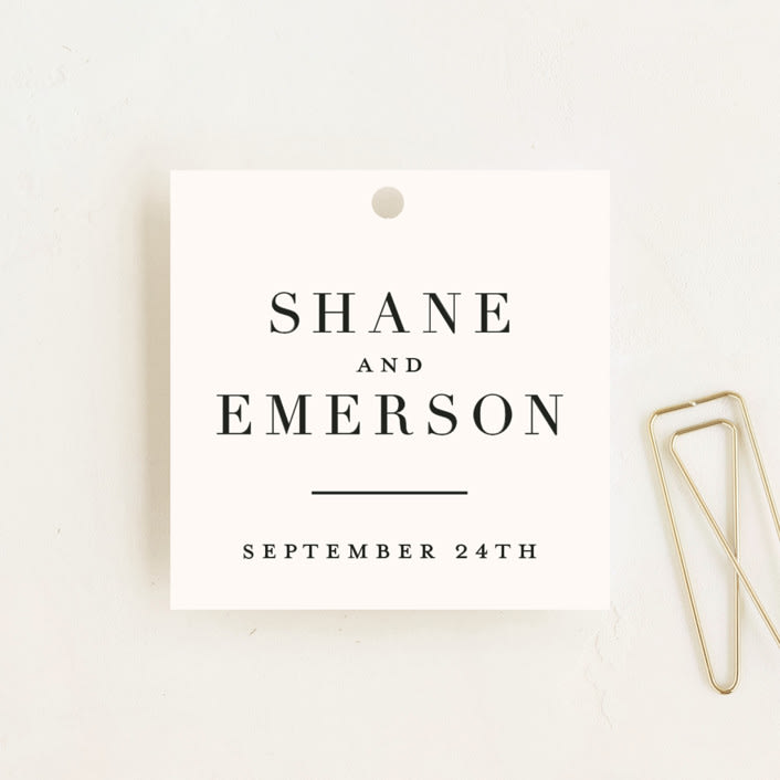 "Bold Classic" - Wedding Favor Tags in Gold by Jessica Williams - Front