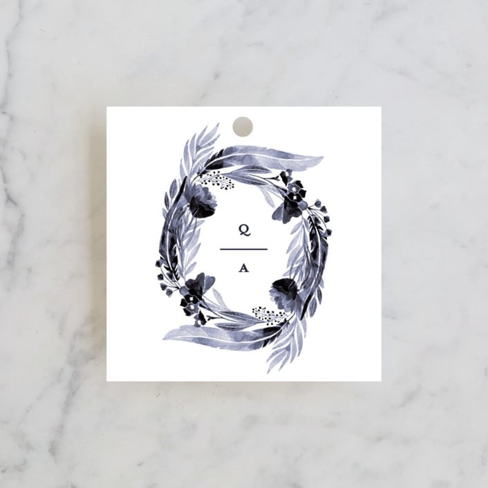 "feathers & florals" - Wedding Favor Tags in Dusk by Olivia Raufman - Front