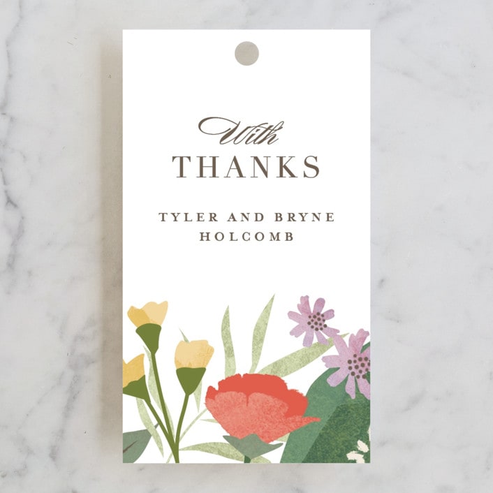 "Floral specimen" - Wedding Favor Tags in Persimmon by Jennifer Wick - Front