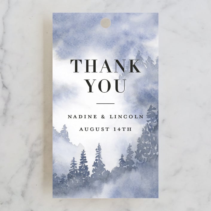 "Misty trees" - Wedding Favor Tags in Frost by Stacey Meacham - Front