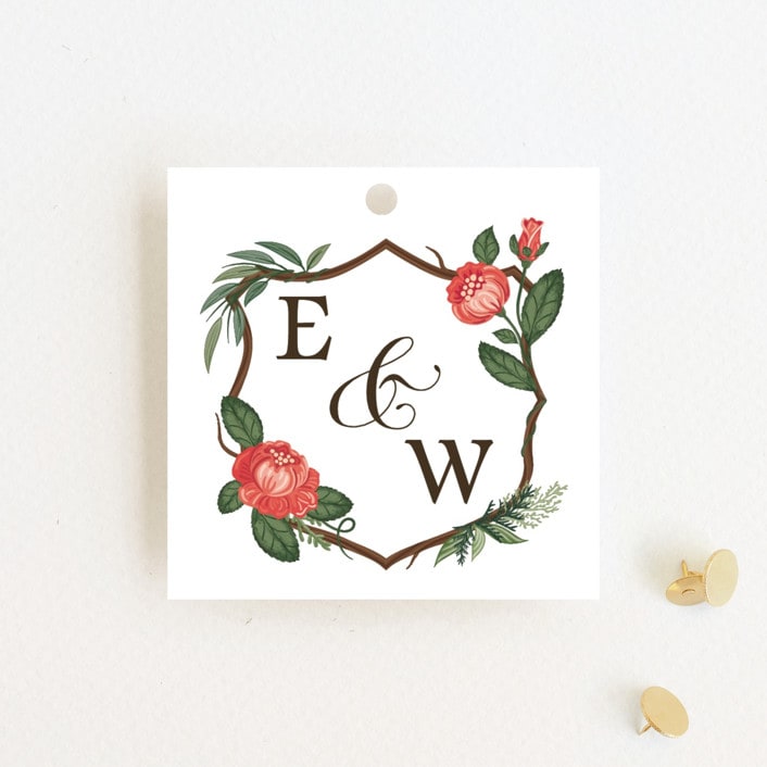 "Nature's Crest" - Wedding Favor Tags in Forest by Paper Sun Studio - Front
