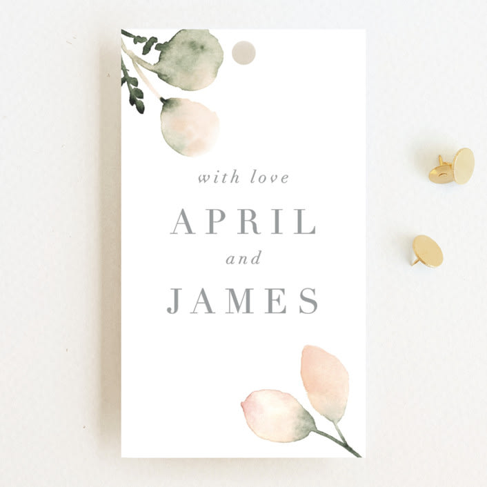 "Romantic Eucalyptus" - Wedding Favor Tags in Sage by Petra Kern - Front