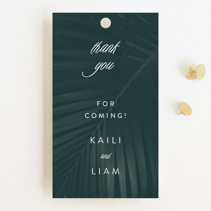 "Palm Layers" - Wedding Favor Tags in Palm Frond by Jill Means - Front