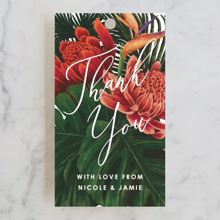 "Tropical Bouquet" - Wedding Favor Tags in Basil by Elly - Front