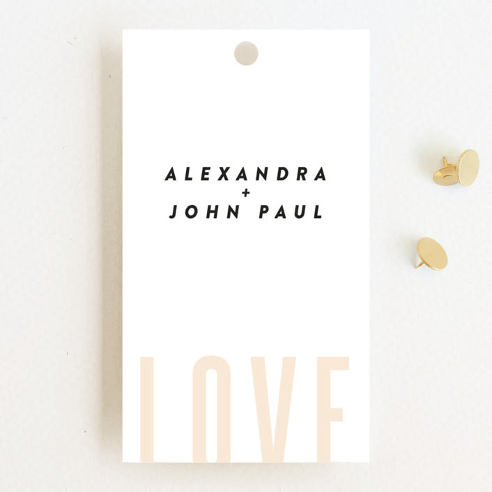 "With Great Joy" - Wedding Favor Tags in Peach by Up Up Creative - Front
