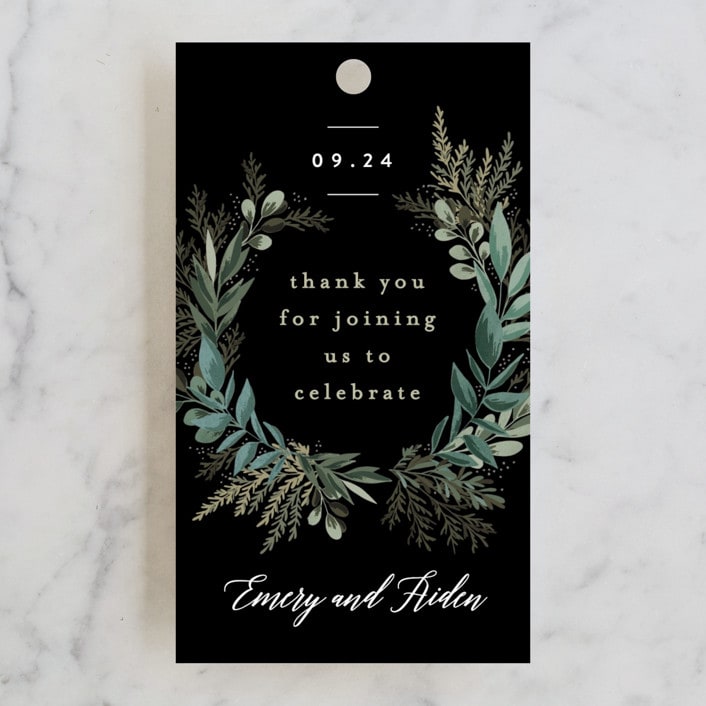 "Forest Crest" - Wedding Favor Tags in Obsidian by Alethea and Ruth - Front