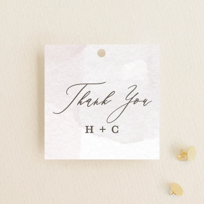 "Sloped" - Wedding Favor Tags in Ecru by Everett Paper Goods - Front