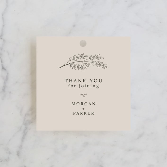 "leafy wreath" - Wedding Favor Tags in Taupe by Ghazal Ali - Front