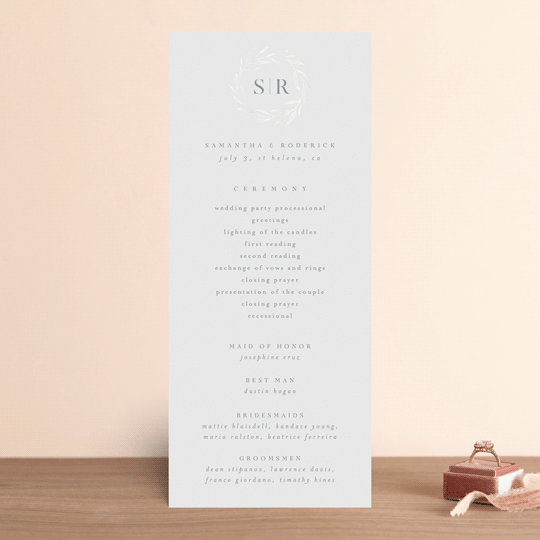 "Chic Wreath" - Gloss-Press® Wedding Programs in Cloud by Kelly Schmidt - Front