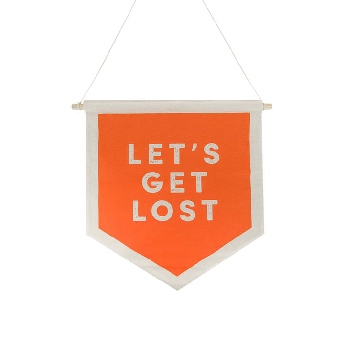 "Camp Explorer Lets Get Lost Canvas Banner - Set of 1" - Wall Hanging in orange by Jollity and Co