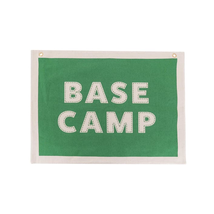 "Camp Explorer Base Camp Canvas Banner - Set of 1" - Wall Hanging in green by Jollity and Co