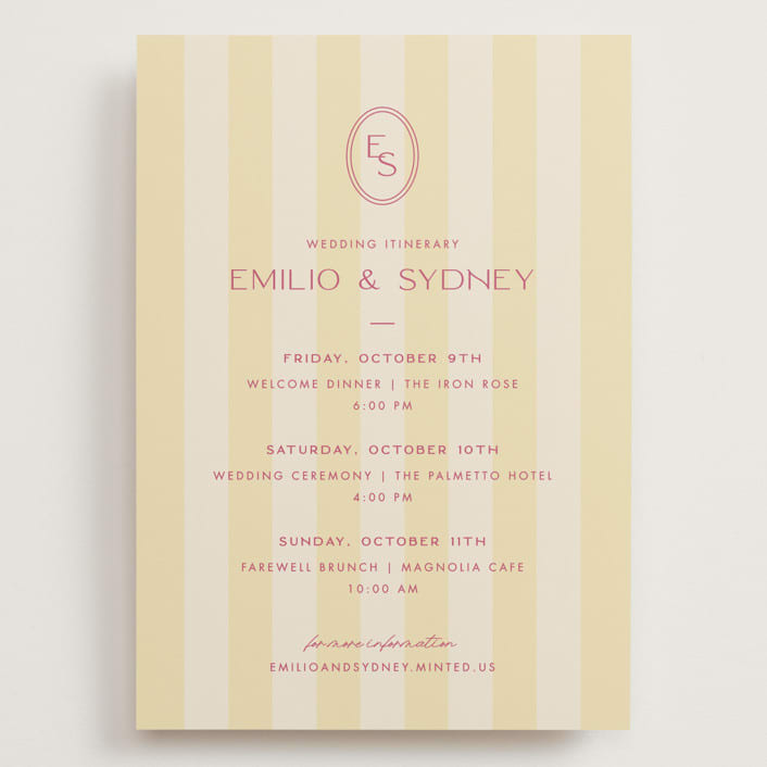 "palmetto" - Wedding Weekend Itinerary Cards in Lemon by Ellen Schlegelmilch - Front