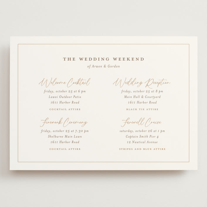 "kouignette" - Wedding Weekend Itinerary Cards in Chiffon by chocomocacino - Front
