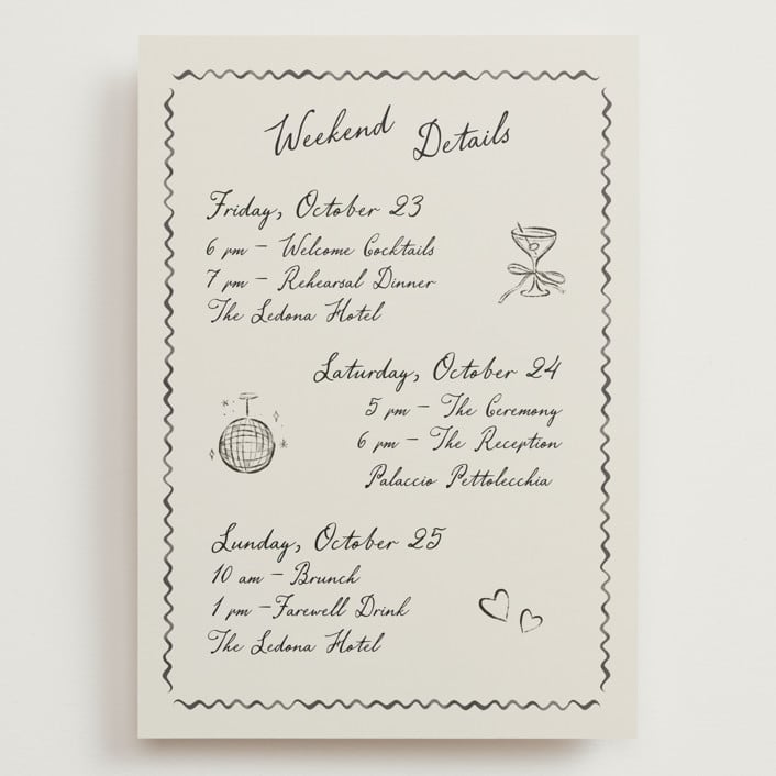 "Puglia" - Wedding Weekend Itinerary Cards in Rock by Pati Cascino - Front