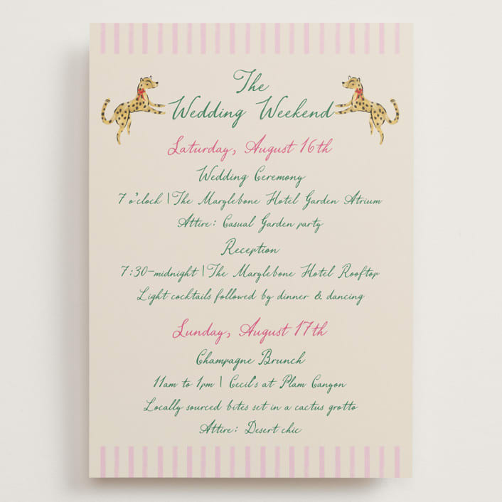 "Whimsical Hand Illustrated Crest" - Wedding Weekend Itinerary Cards in Peony by Jackie Crawford - Front