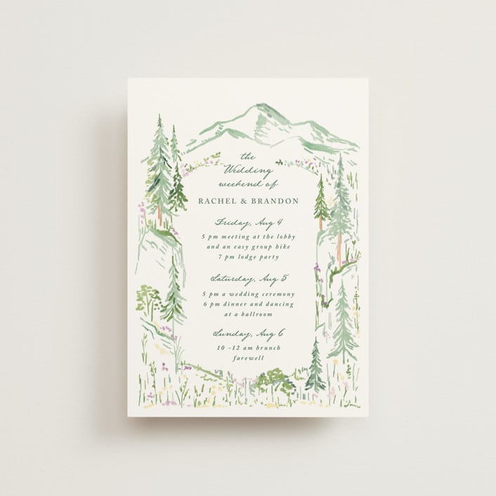 "Plain Air" - Wedding Weekend Itinerary Cards in Meadow by Petra Kern - Front