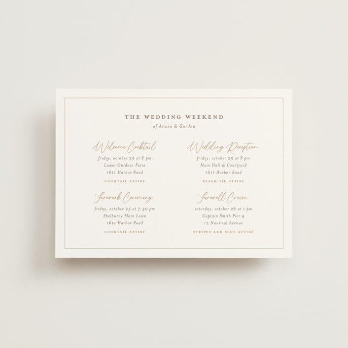 "kouignette" - Wedding Weekend Itinerary Cards in Chiffon by chocomocacino - Front