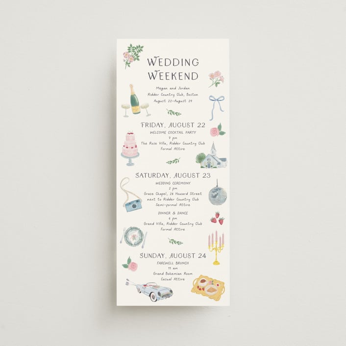 "Journey of the Day" - Wedding Weekend Itinerary Cards in Porcelain by frau brandt - Front