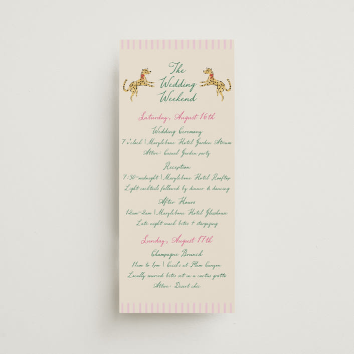 "Whimsical Hand Illustrated Crest" - Wedding Weekend Itinerary Cards in Peony by Jackie Crawford - Front