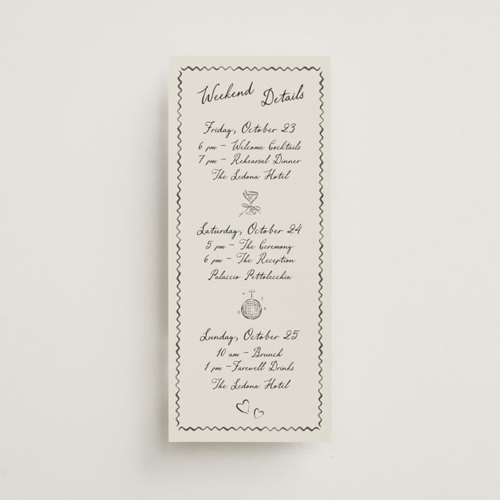 "Puglia" - Wedding Weekend Itinerary Cards in Rock by Pati Cascino - Front